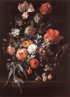Ruysch, Rachel - Still-Life with Bouquet of Flowers and Plums